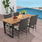 Costway 5 Pieces Patio Rattan Dining Set with Acacia Wood Tabletop and Armrests