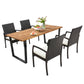 Costway 5 Pieces Patio Rattan Dining Set with Umbrella Hole and Seat Cushions