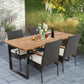Costway 5 Pieces Patio Rattan Dining Set with Umbrella Hole for Poolside Backyard