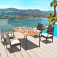 Costway 5 Pieces Patio Wicker Cushioned Dining Set with Wood Armrest and Umbrella Hole
