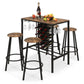 Costway 5 Pieces Rustic Brown Bar Table and Stools Set with Wine Rack and Glass Holder