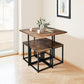 Costway 5 Pieces Walnut Metal Frame Dining Set with Compact Dining Table and 4 Stools