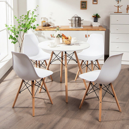 Costway 5 Pieces White Table Set With Solid Wood Leg For Dining Room