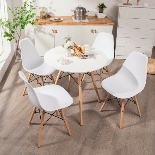 Costway 5 Pieces White Table Set With Solid Wood Leg For Dining Room