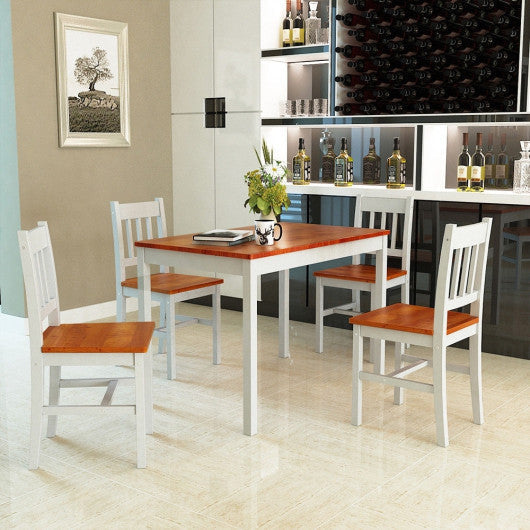 Costway 5 Pieces Wood Dining 4 Chairs & Table Set