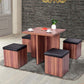 Costway 5 Pieces Wood Kitchen Dinette Storage Ottoman Stool Table Set