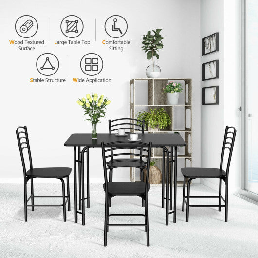 Costway 5 Pieces Wood Rectangular Dining Table Set