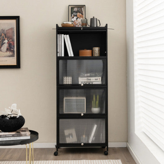 Costway 5-Tier Black Kitchen Baker's Rack with Flip-up PC Doors