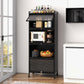Costway 5-Tier Black Kitchen Baker's Rack with Flip-up PC Doors