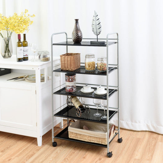 Costway 5 Tiers Shelving Display Rack Rolling Cart