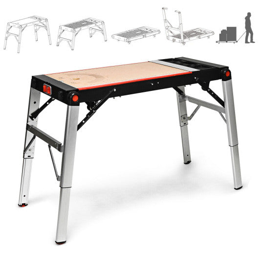 Costway 5 in 1 Multipurpose Folding Workbench Portable Scaffold Carrier