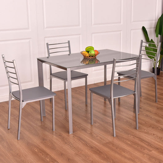 Costway 5 pcs Tempered Glass Dining Furniture Set