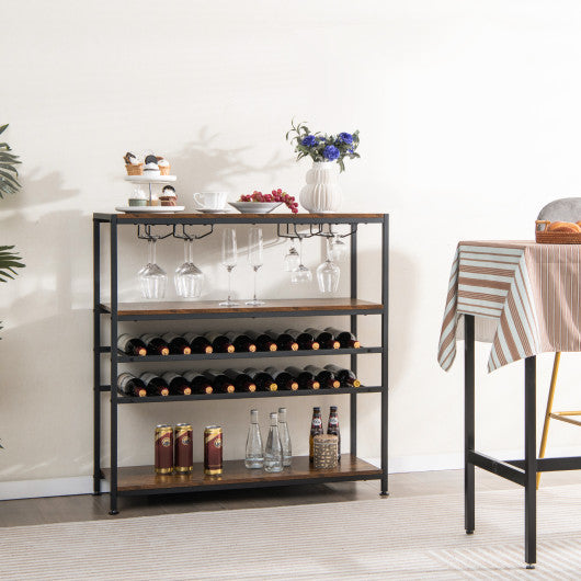 Costway 5-tier Wine Rack Table with Glasses Holder