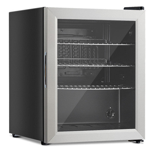 Costway 52-Can Beverage Refrigerator Cooler with Glass Door Stainless Steel