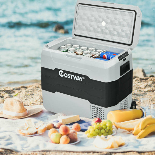 Costway 53 QT Gray Portable Dual-Zone Car Refrigerator