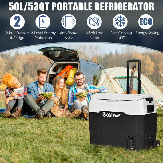 Costway 53 QT White Portable Dual-Zone Car Refrigerator