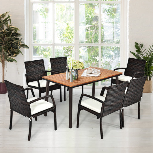 Costway 55" Patio Acacia Dining Table with Umbrella Hole