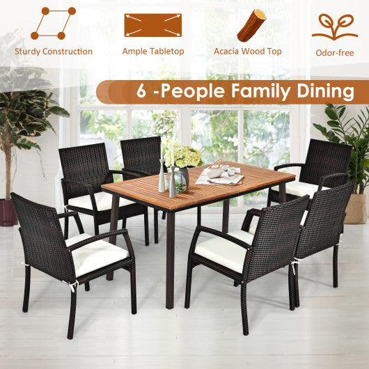 Costway 55" Patio Acacia Dining Table with Umbrella Hole