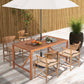 Costway 55" Patio Rectangular Acacia Wood Dining Table with Umbrella Hole