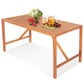 Costway 55" Patio Rectangular Acacia Wood Dining Table with Umbrella Hole