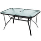 Costway 55" x 35" Patio Dining Rectangle Tempered Glass Table with Umbrella Hole
