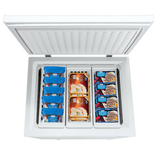 Costway 5.2 Cu.ft White Chest Freezer Upright Single Door Refrigerator with 3 Baskets