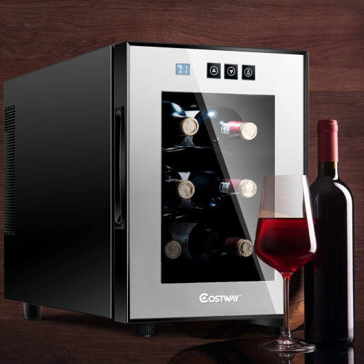 Costway 6 Bottle Freestanding Thermoelectric Wine Cooler Freestanding