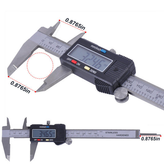 Costway 6" Inch/150mm Electronic LCD Digital Vernier Caliper Gauge Stainless Steel Ruler