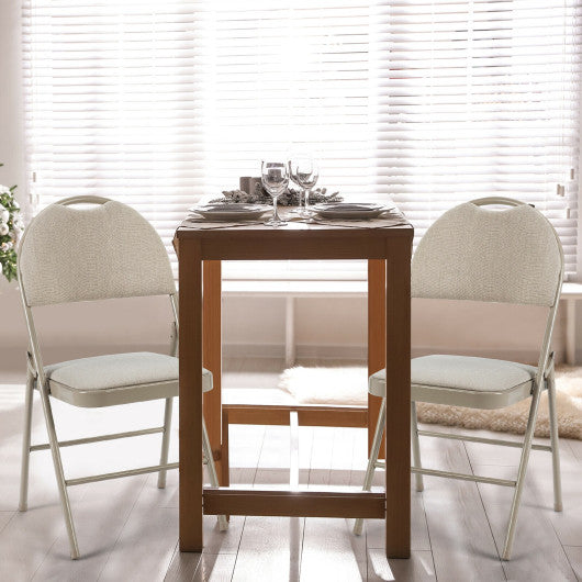 Costway 6 Pack Beige Folding Chairs Portable Padded Office Kitchen Dining Chairs