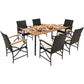 Costway 6 Pieces Outdoor Dining Set with Acacia Wood Table