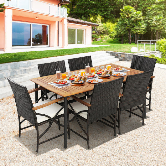 Costway 6 Pieces Outdoor Dining Set with Acacia Wood Table