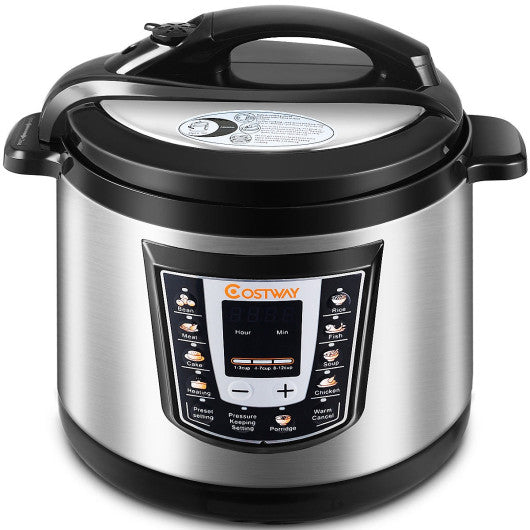 Costway 6 QT Programmable Electric Stainless Steel Pressure Rice Cooker