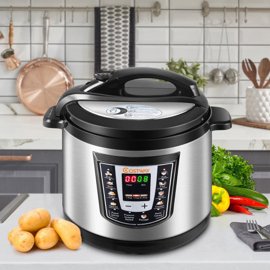Costway 6 QT Programmable Electric Stainless Steel Pressure Rice Cooker