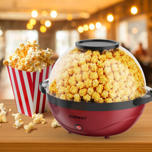 Costway 6 QT Red Stirring Popcorn Popper Maker with Nonstick Plate