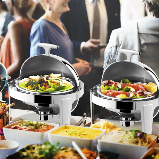 Costway 6 Quart Stainless Steel Round Roll Top Chafer Chafing Dish