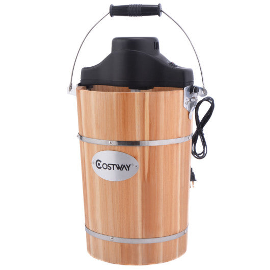 Costway 6 Quart Wooden Bucket Electric Ice Cream Freezer Maker
