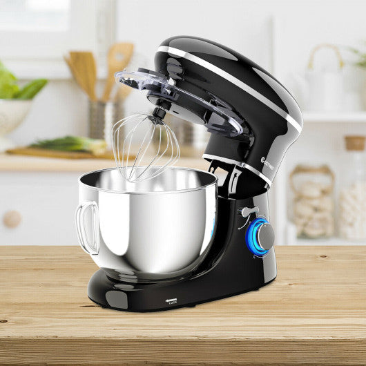 Costway 6 Speed 6.3 Qt Tilt-Head Black Stainless Steel Electric Food Stand Mixer