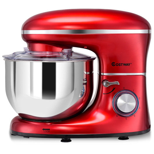 Costway 6 Speed 6.3 Qt Tilt-Head Red Stainless Steel Electric Food Stand Mixer