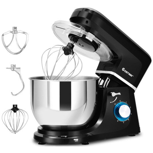 Costway 6 Speed 7.5 Qt Black Tilt-Head Stainless Steel Electric Food Stand Mixer