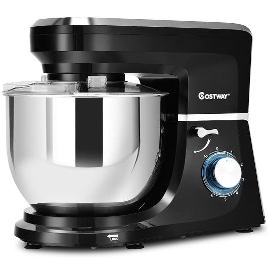 Costway 6 Speed 7.5 Qt Black Tilt-Head Stainless Steel Electric Food Stand Mixer