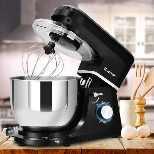 Costway 6 Speed 7.5 Qt Black Tilt-Head Stainless Steel Electric Food Stand Mixer