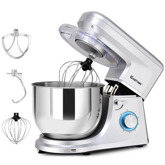 Costway 6 Speed 7.5 Qt Tilt-Head Stainless Steel Silver Electric Food Stand Mixer