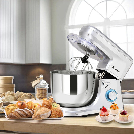 Costway 6 Speed 7.5 Qt Tilt-Head Stainless Steel Silver Electric Food Stand Mixer