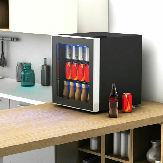 Costway 60 Can Beverage Mini Refrigerator with Glass Door