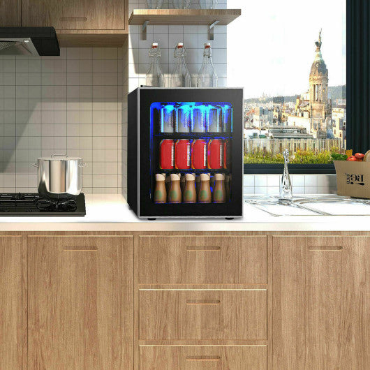 Costway 60 Can Beverage Mini Refrigerator with Glass Door