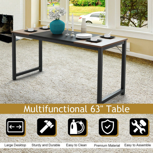 Costway 63" Rectangular Dining Room Table with Solid Metal Frame-Desktop + Frame