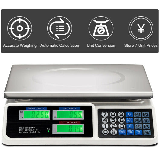 Costway 66 lbs Digital Weight Food Count Scale for Commercial