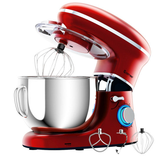 Costway 6.3 Qt 6 Speed 660 W Tilt-head Red Food Stand Mixer