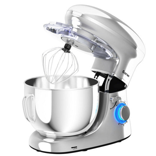 Costway 6.3 Qt 6 Speed 660 W Tilt-head Silver Food Stand Mixer