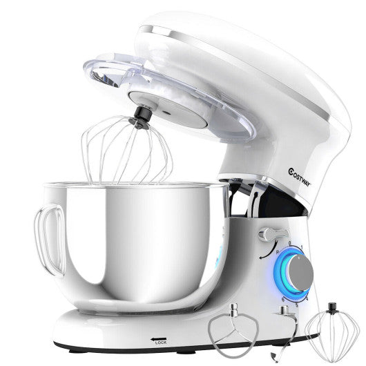 Costway 6.3 Qt 6 Speed 660 W Tilt-head White Food Stand Mixer